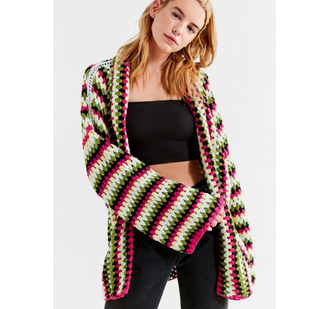 Urban Outfitters Mira Crochet Knit Cardigan